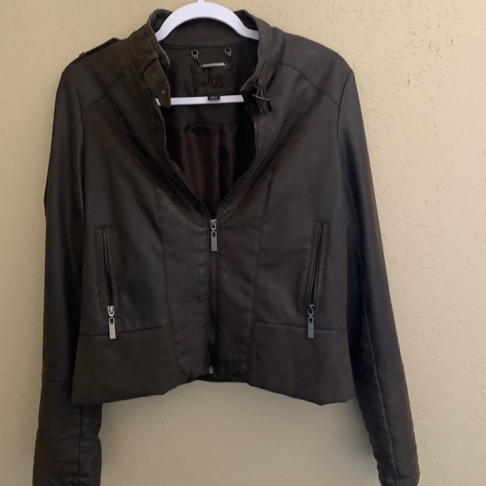 J2 brown faux leather jacket!